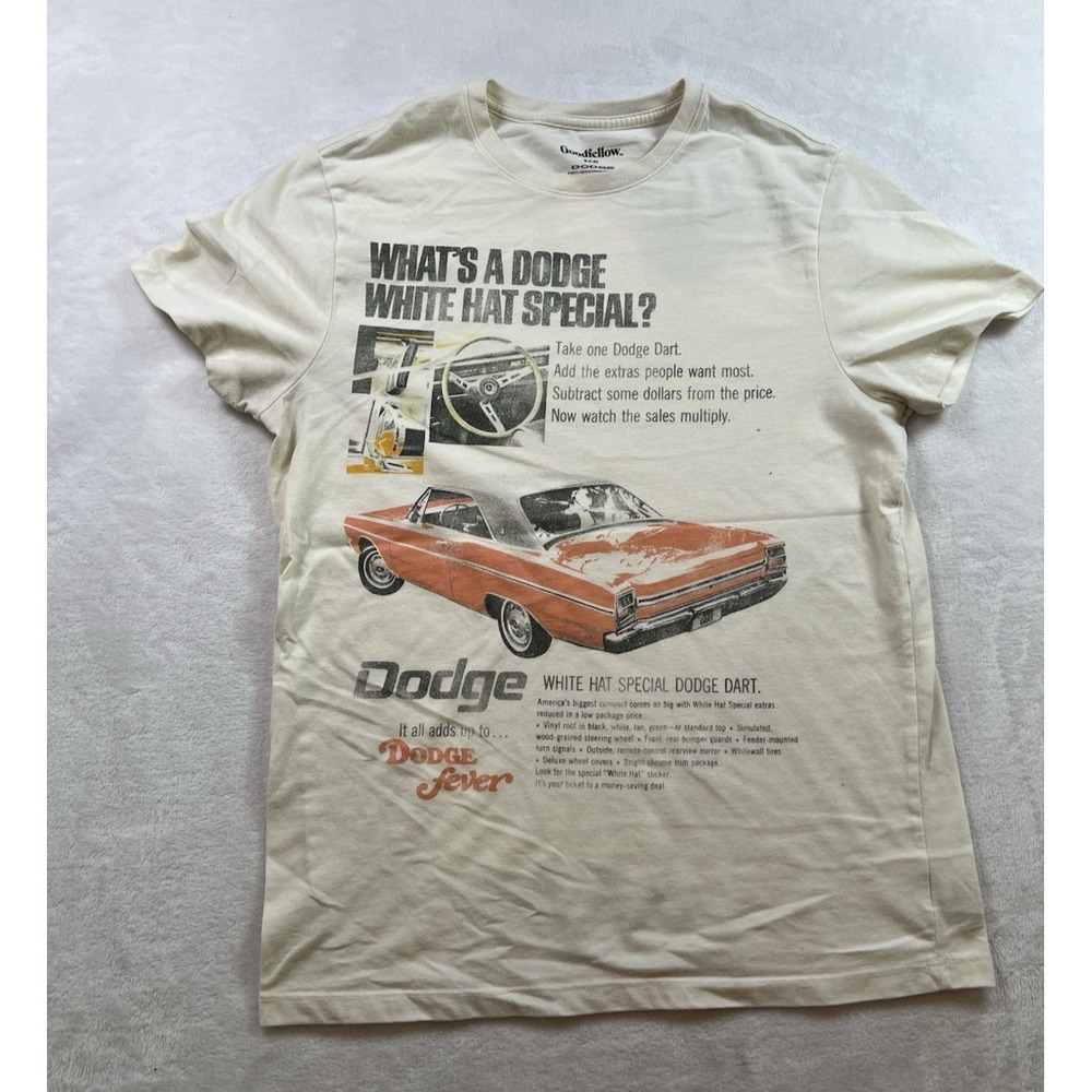 Goodfellow Dodge Dart Faded White Short Sleeve T-Shirt Mens Size S